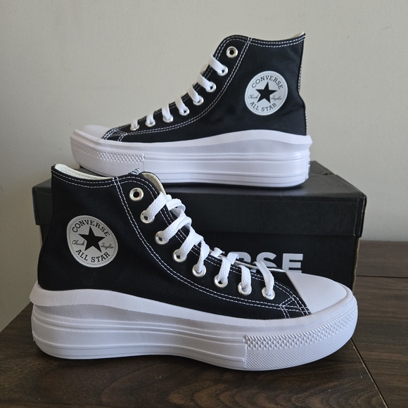 Converse CTAS Move HI Shoes Womens Size 9.5 Black Natural Ivory White 568497C - Picture 2 of 9